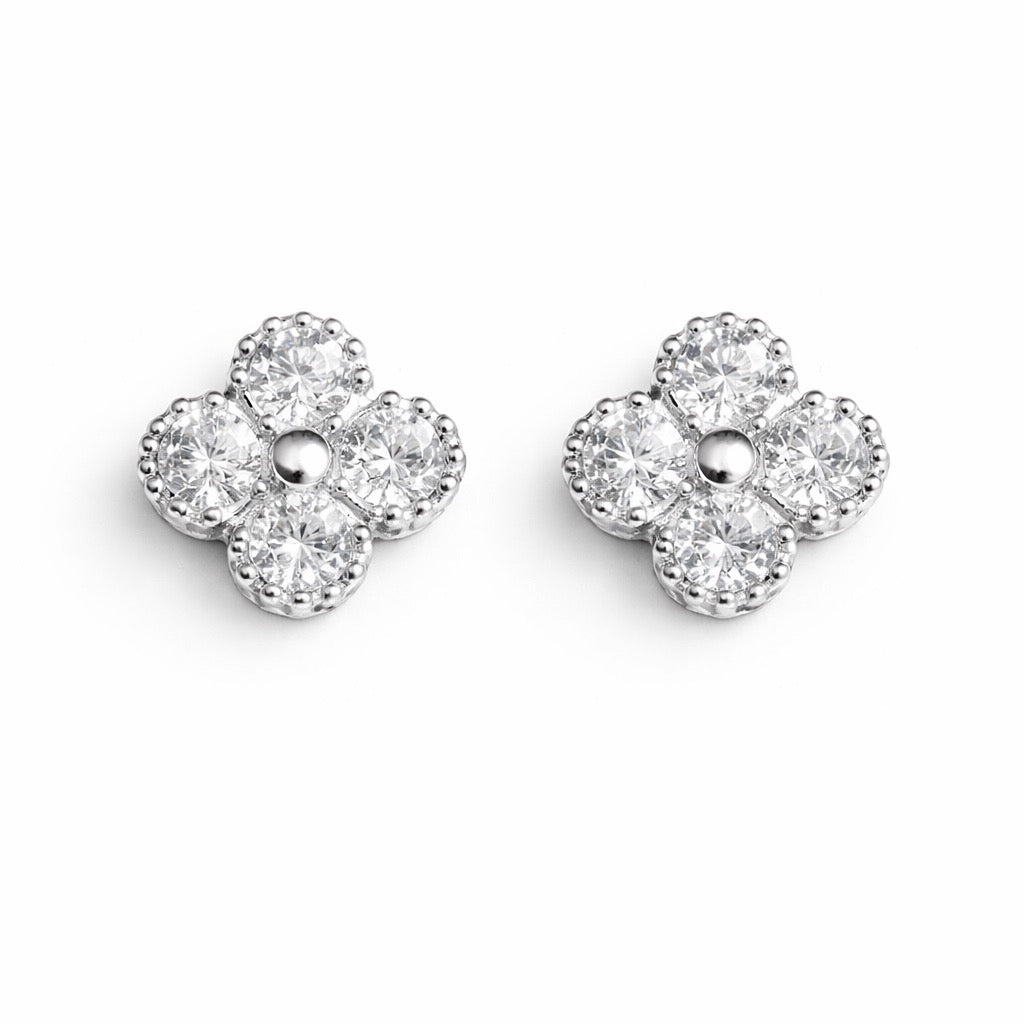 Silver Clover Studs
