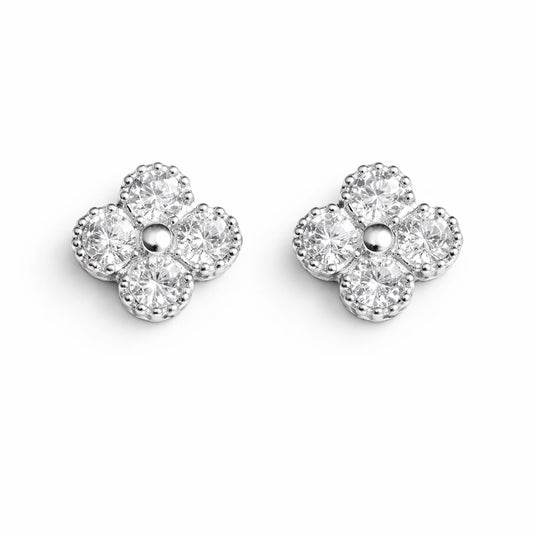 Silver Clover Studs